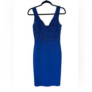 GRACE KARIN Women Sleeveless Deep V Neck Cocktail Pencil Dress Lace Blue Small